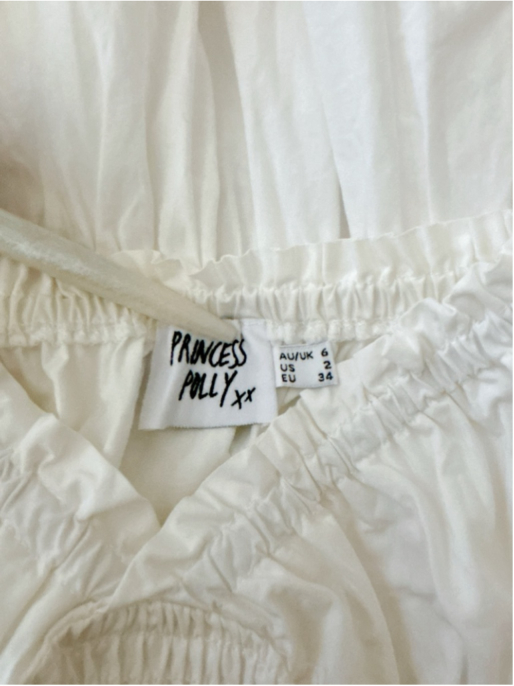 Princess Polly White Babydoll Mini Dress Smocked Sweetheart Ruffle Puff Sleeve - Picture 8 of 8